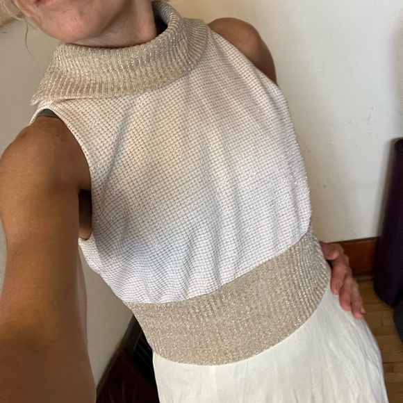 Morton Myles Dresses & Skirts - Elegant Cream and Gold Maxi Dress. Vintage Morton Myles. Dress and jacket